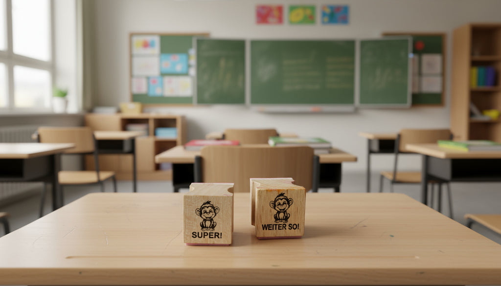Affen Stempel mit Motivationsstempel zur Belobigung für Lehrer als Lehrerstempel, Schulstempel in Grundschule Affenklasse Affenstempel