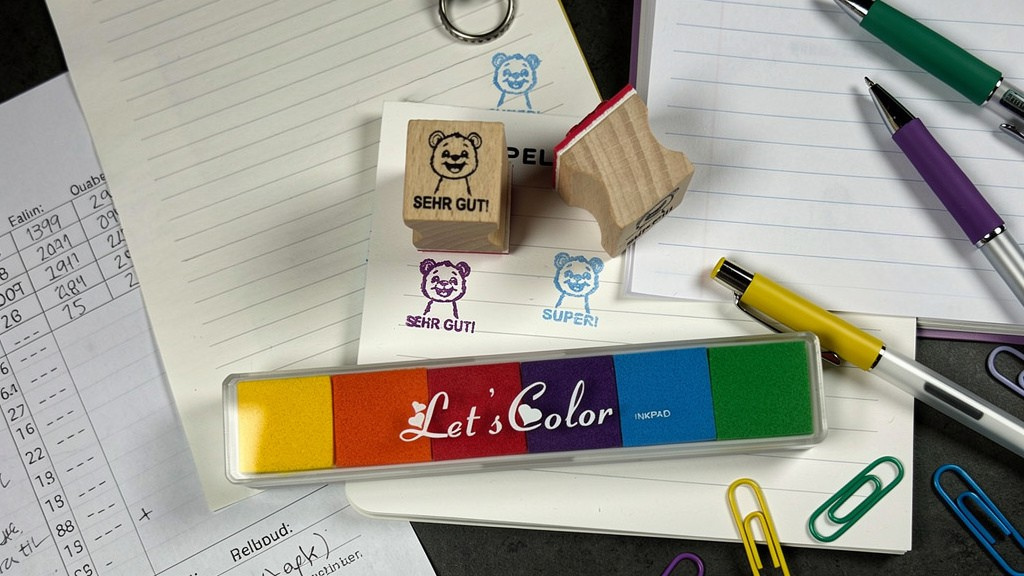 Bär Stempel, Motivationsstempel zur Belobigung für Lehrer in Grundschulen als Lehrerstempel, Schulstempel in Bärklassen zur Motivation