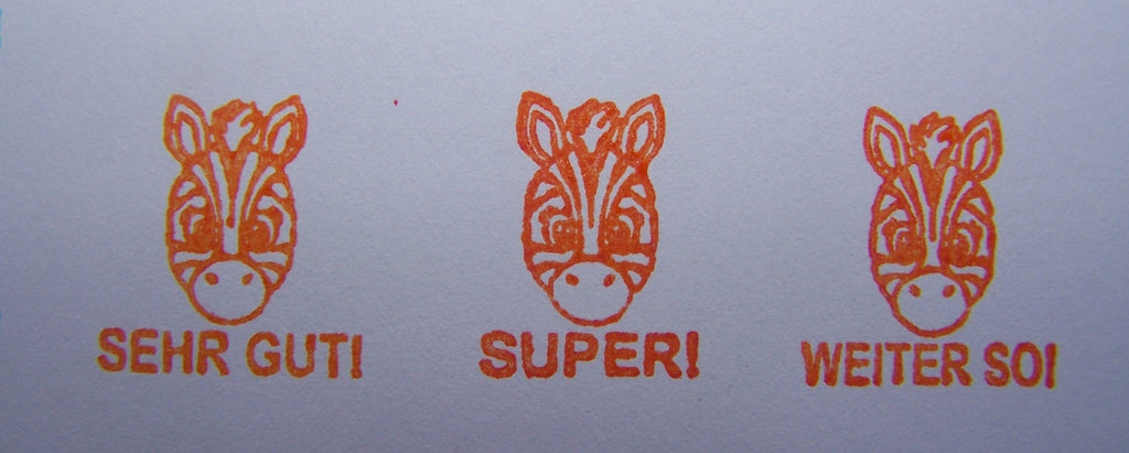 Zebra Stempel, Motivationsstempel zur Belobigung für Lehrer in Grundschulen als Lehrerstempel, Schulstempel in Zebra Klasse zur Motivation
