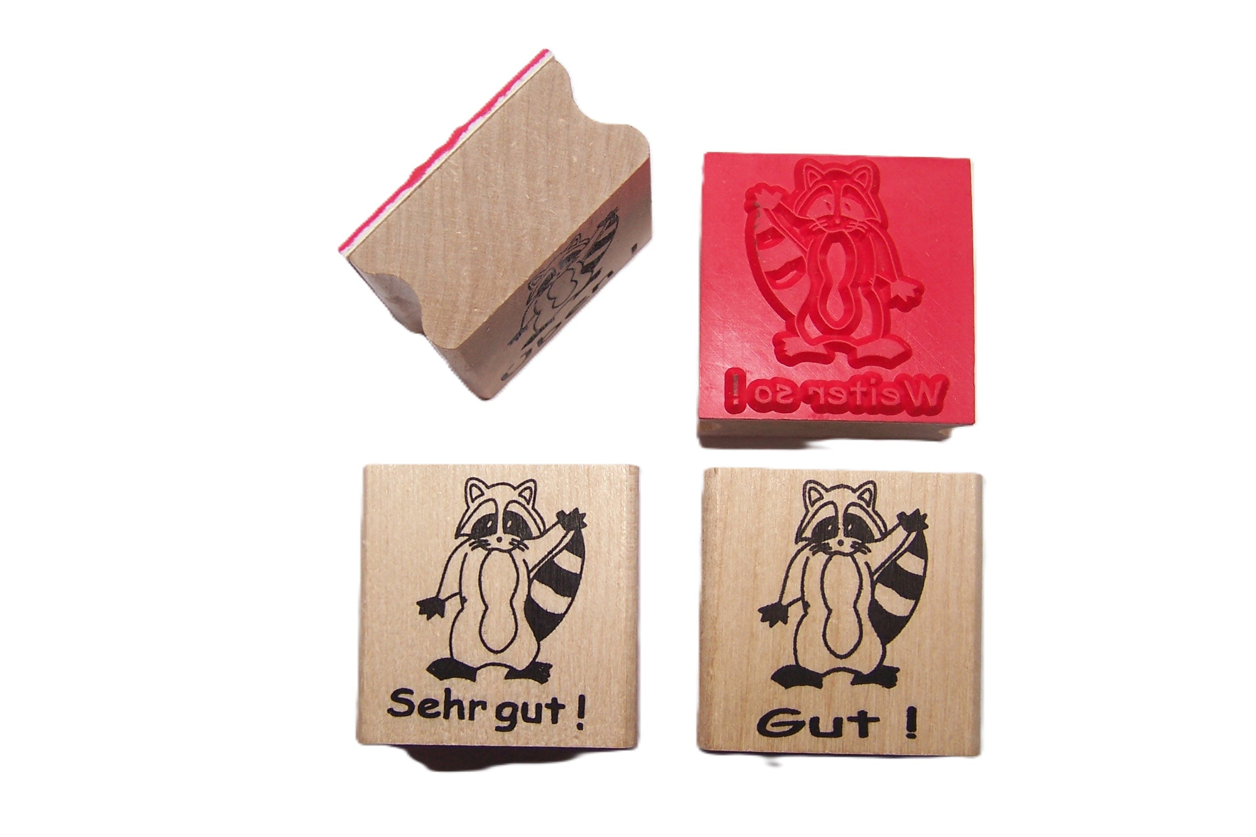 STEMPEL mit Waschbären als BELOBIGUNGSSTEMPEL für Lehrer, auch für Waschbärenklasse zur Motivation in der Schule, Lehrerstempel Schulstempel
