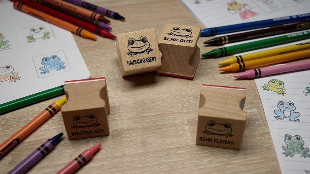 Frosch Stempel zur Belobigung als Motivationsstempel für Lehrer als Lehrerstempel, Schulstempel in Grundschulen Froschklasse Froschstempel