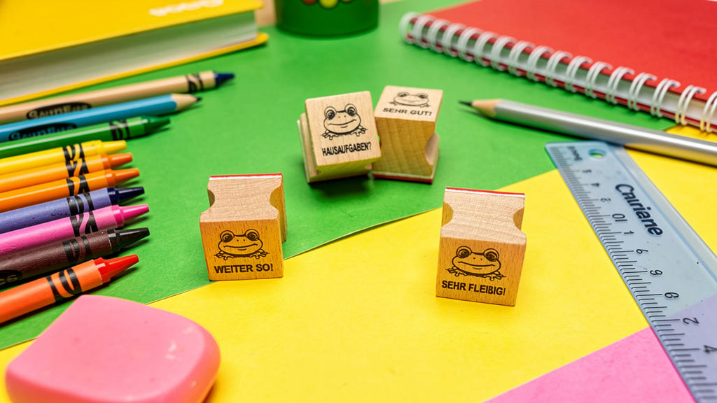 Frosch Stempel zur Belobigung als Motivationsstempel für Lehrer als Lehrerstempel, Schulstempel in Grundschulen Froschklasse Froschstempel
