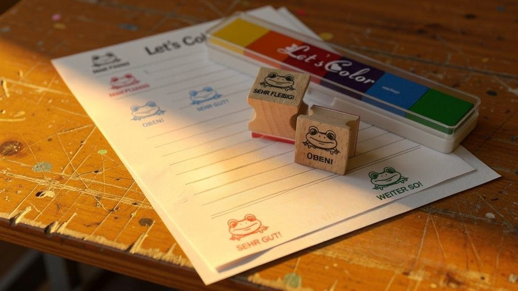 Frosch Stempel zur Belobigung als Motivationsstempel für Lehrer als Lehrerstempel, Schulstempel in Grundschulen Froschklasse Froschstempel