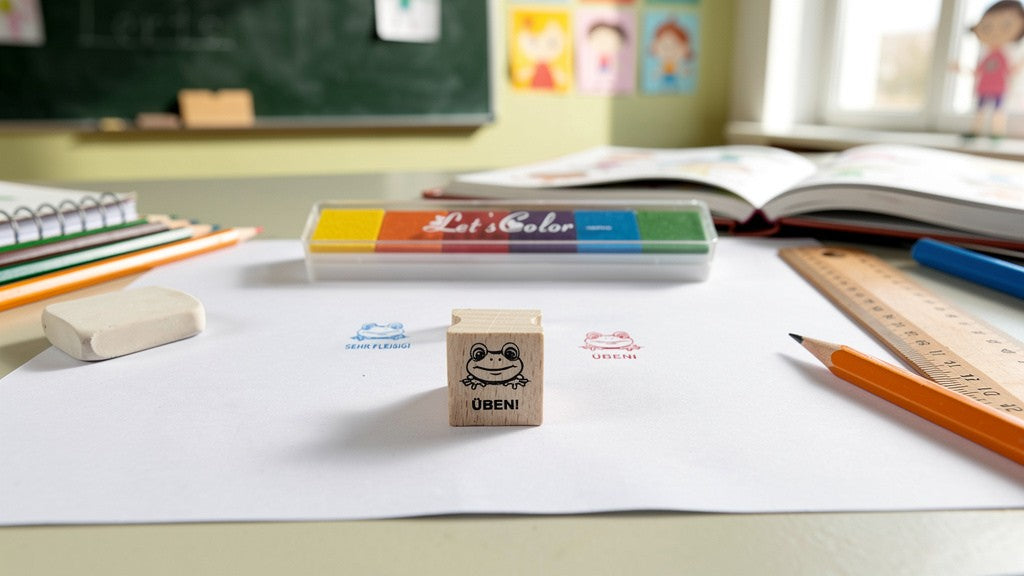 Frosch Stempel zur Belobigung als Motivationsstempel für Lehrer als Lehrerstempel, Schulstempel in Grundschulen Froschklasse Froschstempel