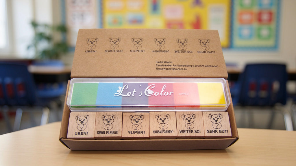 Koala Bär Stempel, Motivationsstempel für Lehrer in Grundschulen als Lehrerstempel, Schulstempel in Koala Klassen zur Motivation