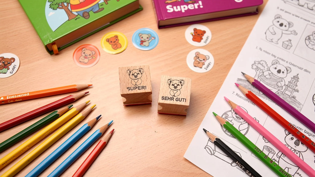 Koala Bär Stempel, Motivationsstempel für Lehrer in Grundschulen als Lehrerstempel, Schulstempel in Koala Klassen zur Motivation