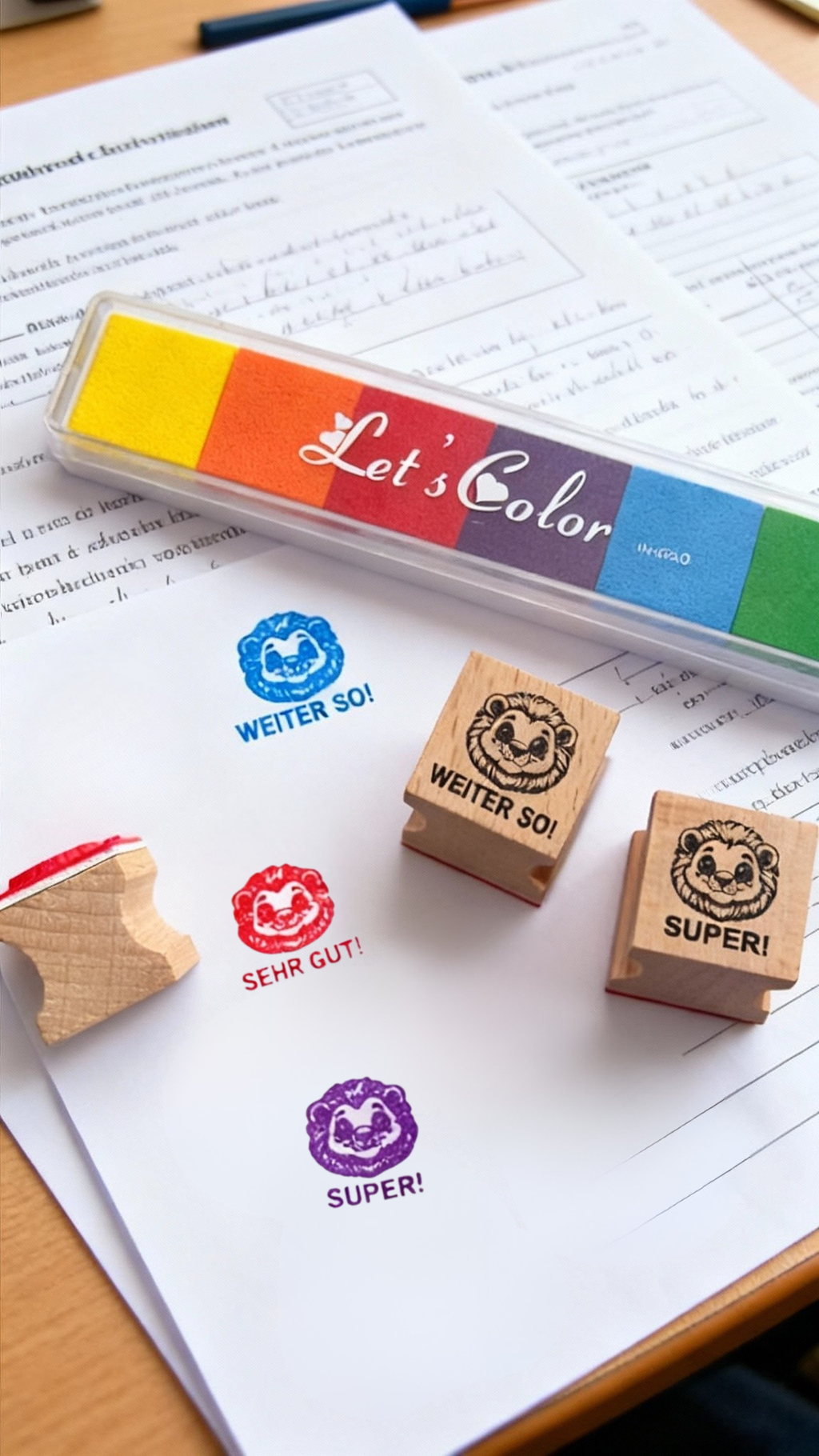 Löwen Stempel zur Belobigung und Motivation für Lehrer und Pädagogen in Schulen in Löwenklasse Schüler mit Löwen-, Lehrerstempel motivieren