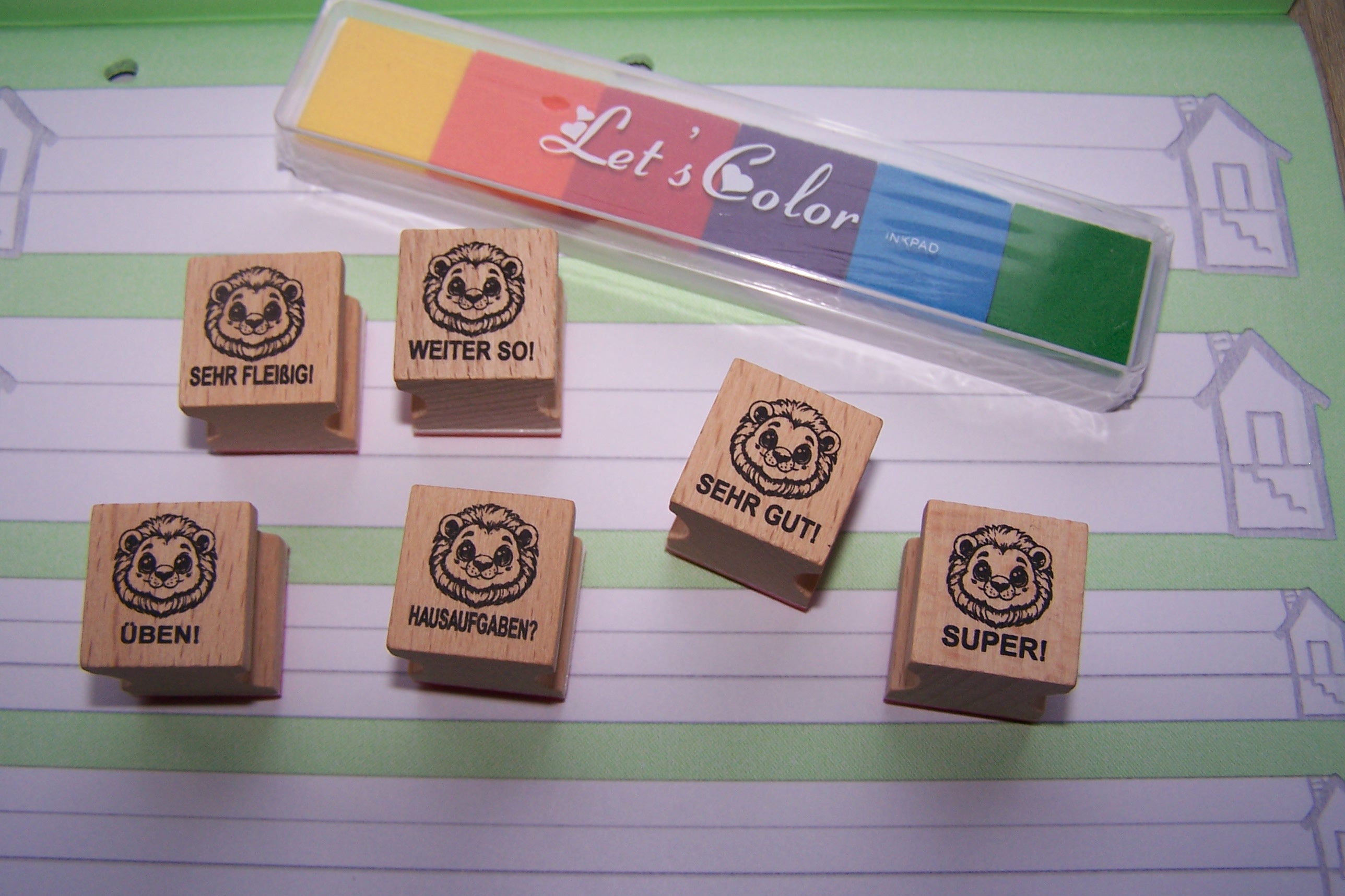 Löwen Stempel zur Belobigung und Motivation für Lehrer und Pädagogen in Schulen in Löwenklasse Schüler mit Löwen-, Lehrerstempel motivieren