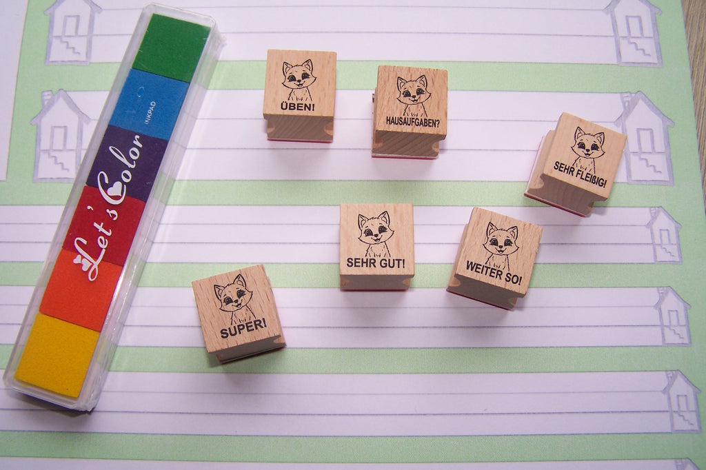 Fuchs Stempel, Motivationsstempel zur Belobigung für Lehrer in Grundschulen als Lehrerstempel, Schulstempel in Fuchsklassen zur Motivation
