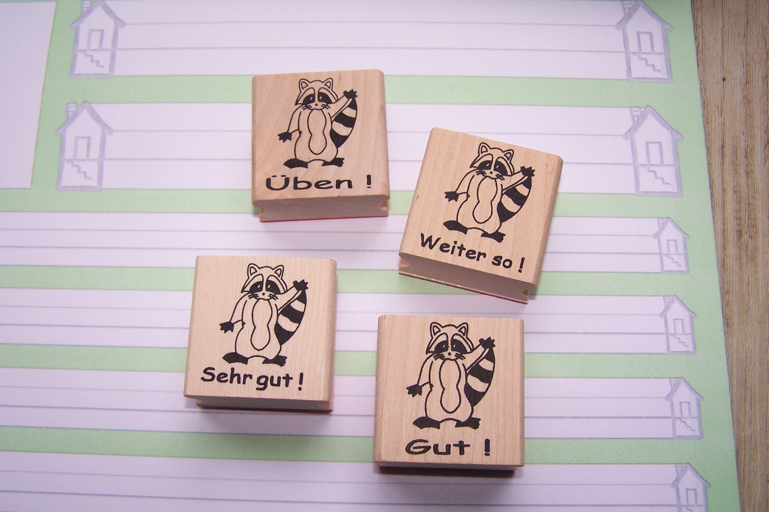 STEMPEL mit Waschbären als BELOBIGUNGSSTEMPEL für Lehrer, auch für Waschbärenklasse zur Motivation in der Schule, Lehrerstempel Schulstempel