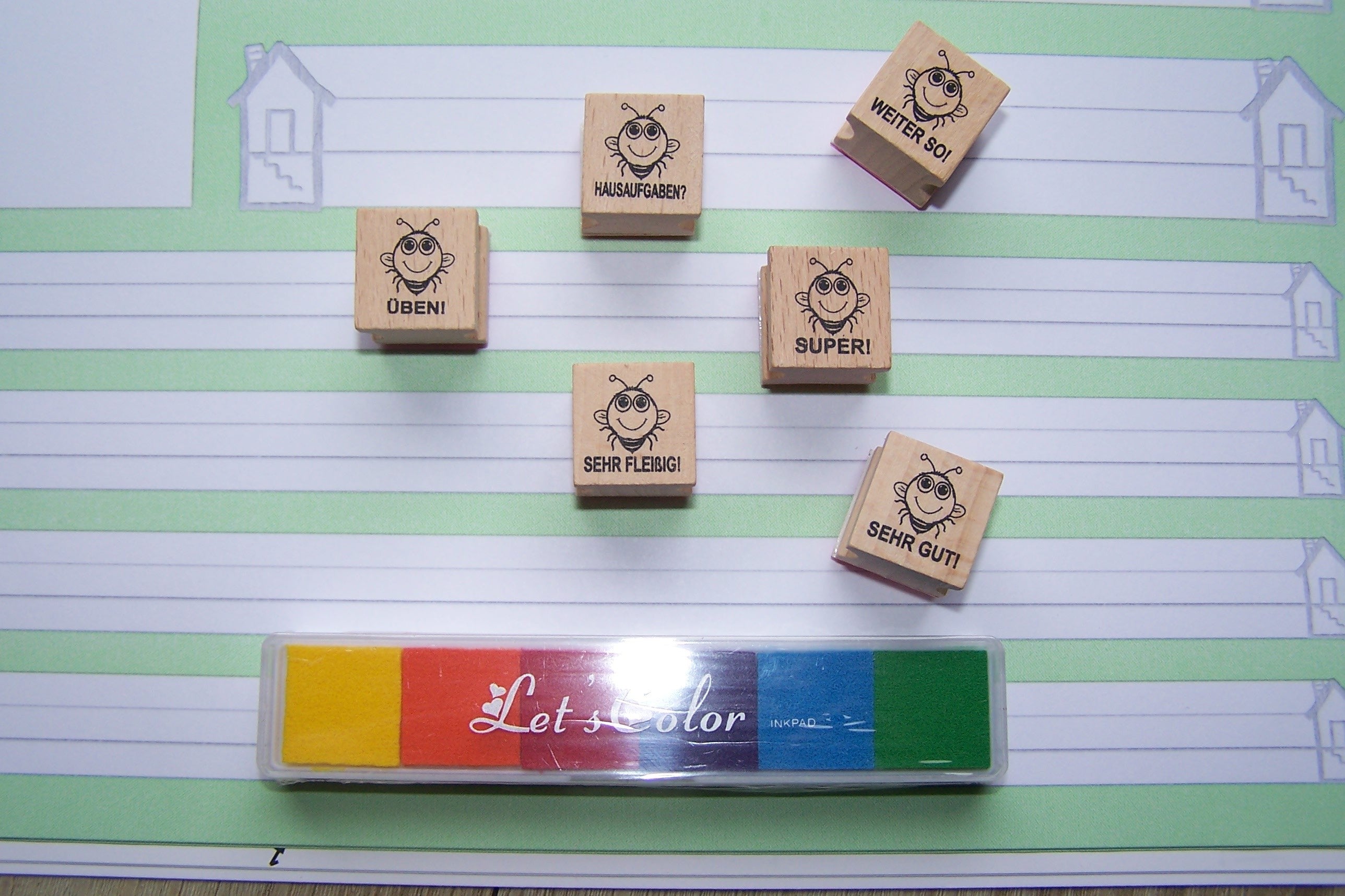 Bienen Stempel zur Belobigung als Motivationsstempel für Lehrer als Lehrerstempel, Schulstempel in Grundschulen Bienenklassen, Bienenstempel