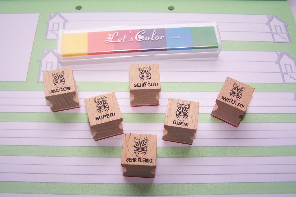 Zebra Stempel, Motivationsstempel zur Belobigung für Lehrer in Grundschulen als Lehrerstempel, Schulstempel in Zebra Klasse zur Motivation