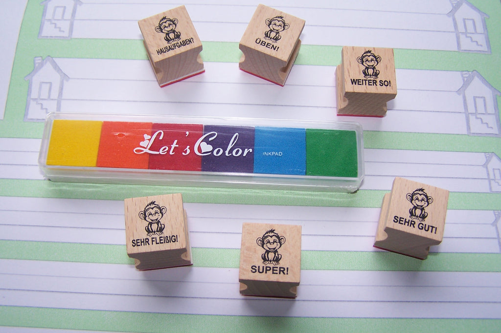 Affen Stempel mit Motivationsstempel zur Belobigung für Lehrer als Lehrerstempel, Schulstempel in Grundschule Affenklasse Affenstempel