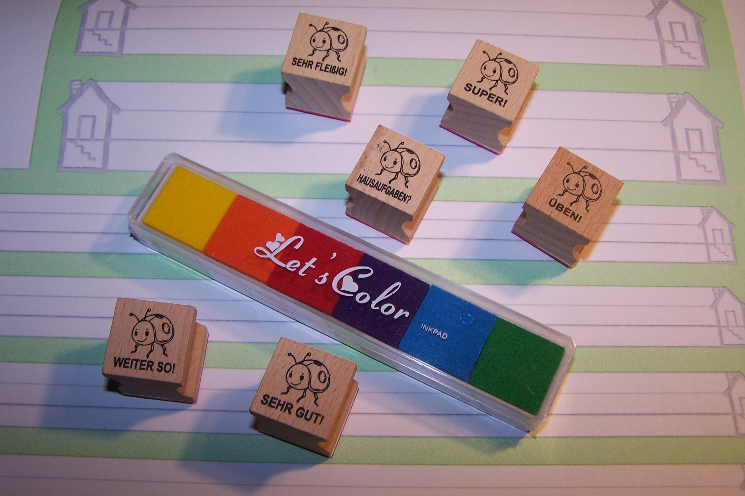 Marienkäfer Stempel zur Belobigung und Motivation für Lehrer in Schule in Marienkäferklasse als Lehrerstempel und Schulstempel für Schüler
