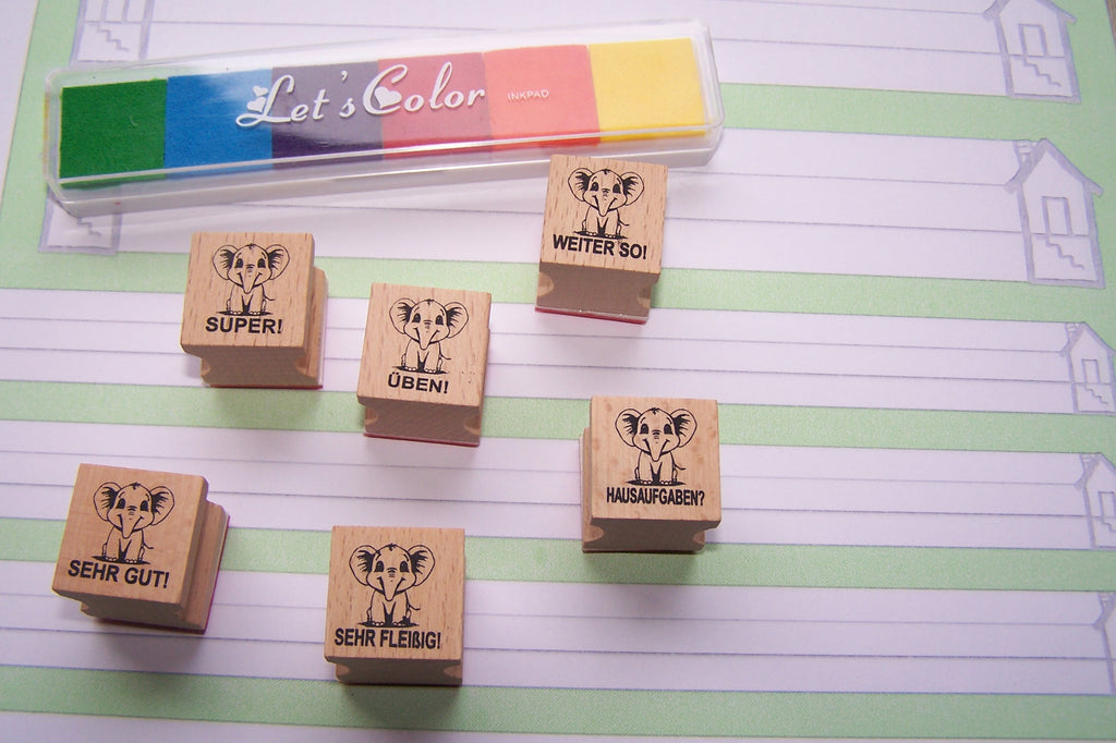 Elefanten Stempel, Motivationsstempel für Lehrer in Grundschulen als Lehrerstempel, Schulstempel in Elefanten Klasse zur Motivation