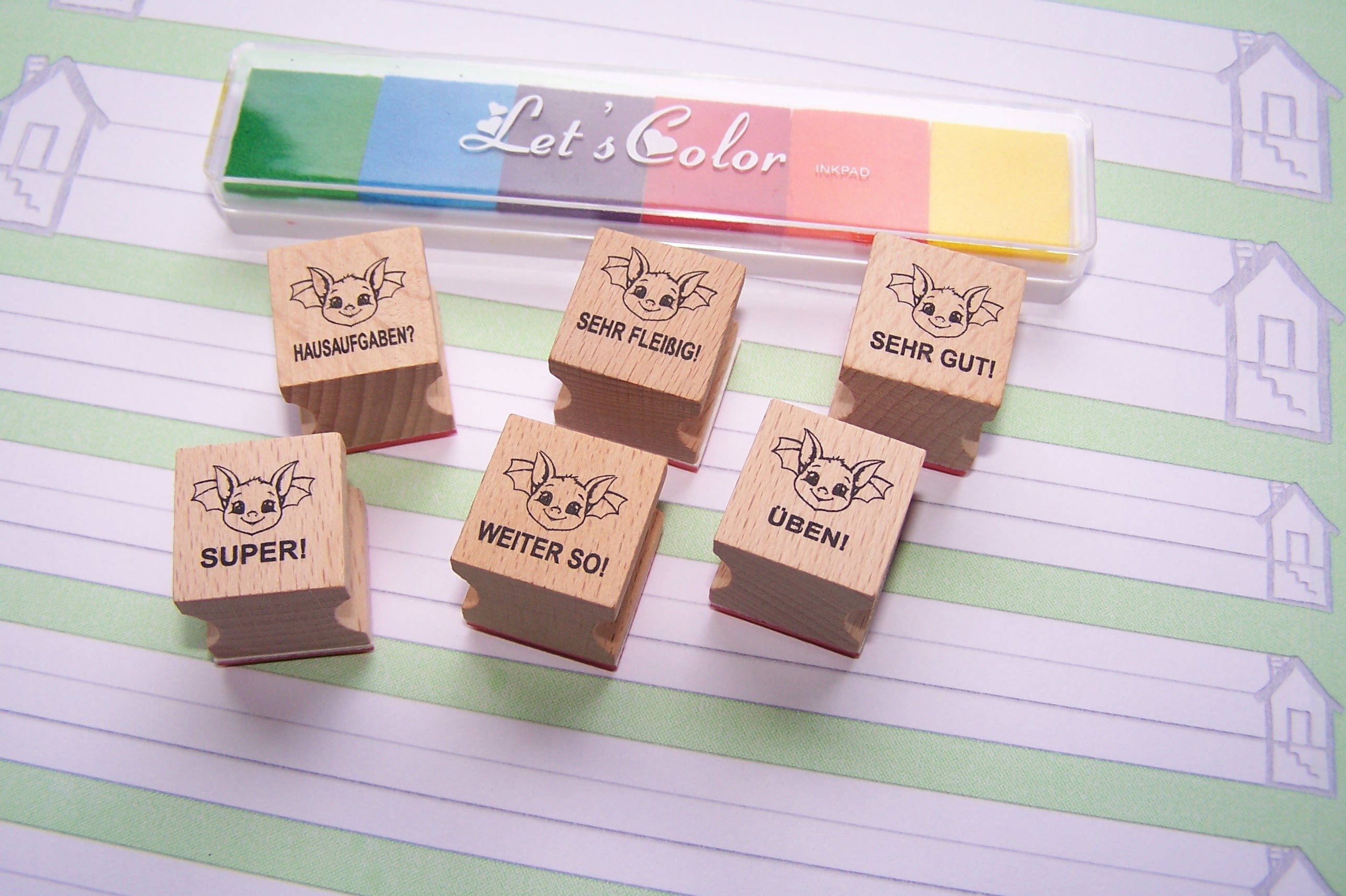 Fledermaus Stempel, Motivationsstempel für Lehrer in Grundschulen als Lehrerstempel, Schulstempel in Fledermaus Klasse zur Motivation