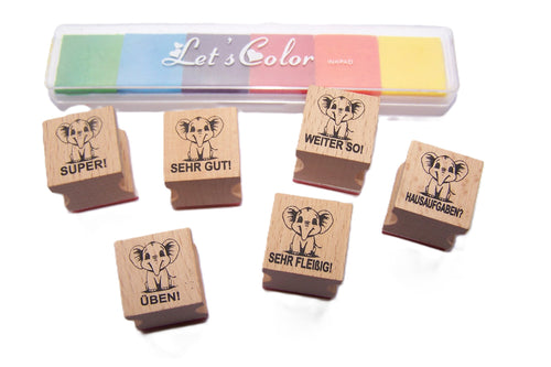 Elefanten Stempel, Motivationsstempel für Lehrer in Grundschulen als Lehrerstempel, Schulstempel in Elefanten Klasse zur Motivation