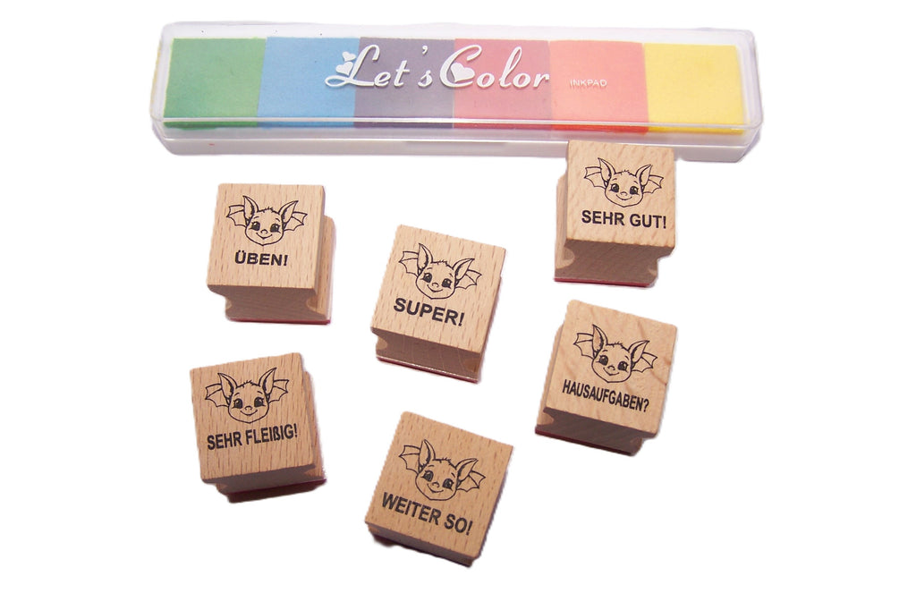 Fledermaus Stempel, Motivationsstempel für Lehrer in Grundschulen als Lehrerstempel, Schulstempel in Fledermaus Klasse zur Motivation