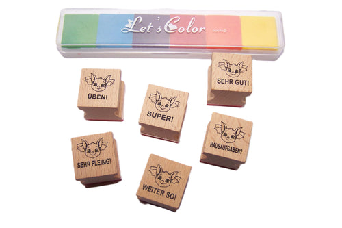 Fledermaus Stempel, Motivationsstempel für Lehrer in Grundschulen als Lehrerstempel, Schulstempel in Fledermaus Klasse zur Motivation